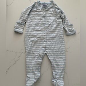 Hanna Andersson 3-6 mo. Baby Pima Cotton Layette Sleeper blue/white like new